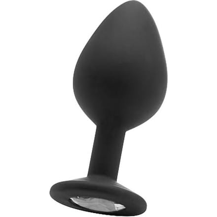 Ouch! Siliconen Buttplug met Diamant -Large -  Zwart