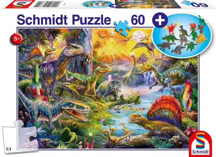 Schmidt - Legpuzzel - Dinosaurussen - 60 stukjes + dinosaurus figuren - Kinderen - vanaf 5 jaar