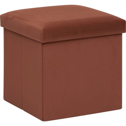 Eazy Living  VelvetPoef + Opbergbox Antoinette Oranje