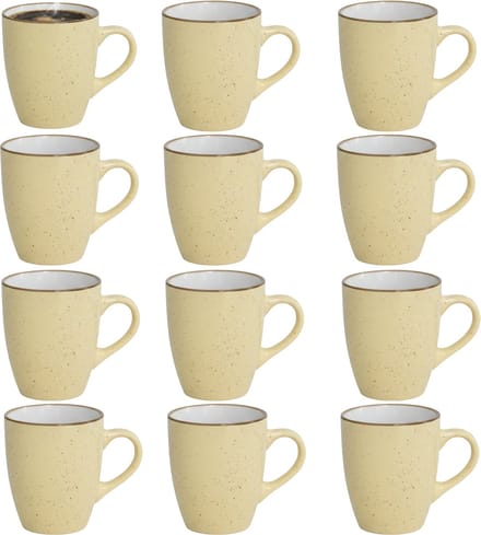 Gerimport Koffie / thee mok Sweets - 12x stuks - geel - 350 ml - keramiek