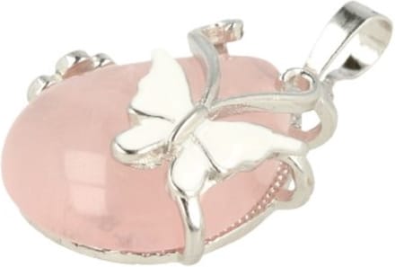 Roze kwarts vlinder druppel hanger