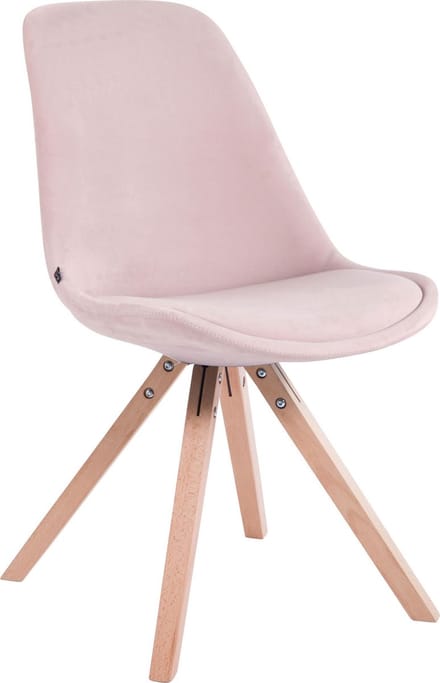 CLP Toulouse - Eetkamerstoel - Vierkant frame - Fluweel natura/roze