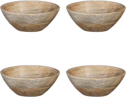 Mica Decorations Tomar schaal - 4,5 x 11,5 cm - Mangohout - Lichtbruin - 4 stuks