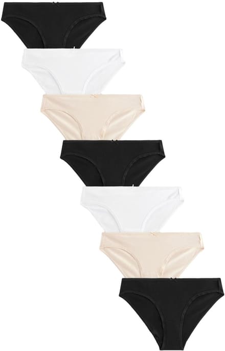 Next - Dames - Set van 7 katoenrijke bikinislips - Zwart