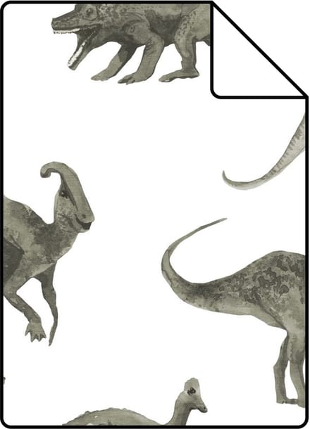 Proefstaal ESTAhome behang dinosaurussen groen grijs - 26.5 x 21 cm - 131199-S