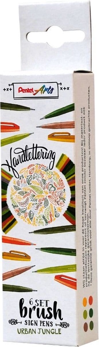 Pinselstift Pentel Sign SES15C Urban Jungle sortierte Box mit 6 Stück