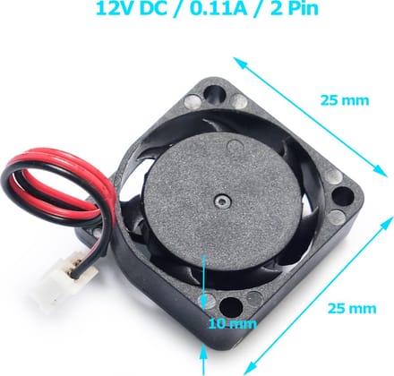 Koeling ventilator 25x25x10 mm / Cooling Fan T&T 2510M12C 12VDC 0.11A 2pin