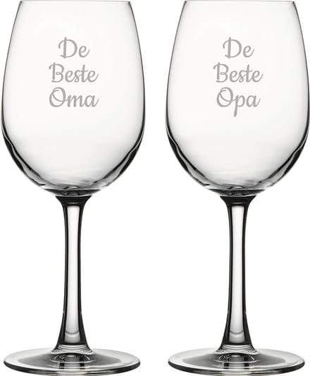 Gegraveerde witte wijnglas 36cl De Beste Opa-De Beste Oma