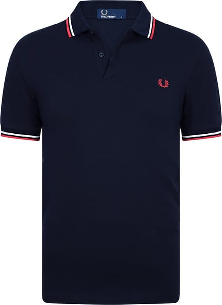 Fred Perry - Polo Navy White Red - Slim-fit - Heren Poloshirt Maat S