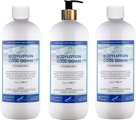 Bodylotion Cool Down 1 Liter - met gouden pomp - set van 3 stuks