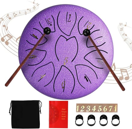 Steel Tongue Drum - Hand Pan - Muziek Meditatie - 11 Gestemde Tonen - 15cm Diameter - Gekleurd