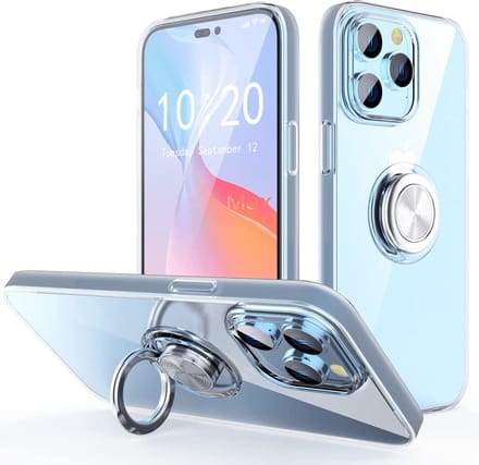 Hoesje Geschikt voor iPhone 14 Pro Max – Luxe Backcover met Ringhouder - Transparant