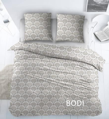 Sleepnight Dekbedovertrek Katoen Bodi - 140 x 200/220 cm + 1 kussensloop - [Rood,Taupe]