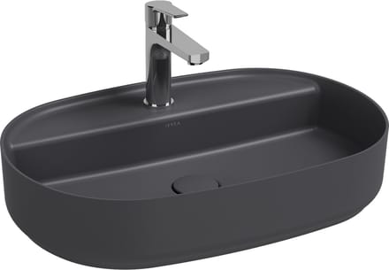 Isvea Infinity Oval Opbouwwastafel, 60x40cm, antraciet