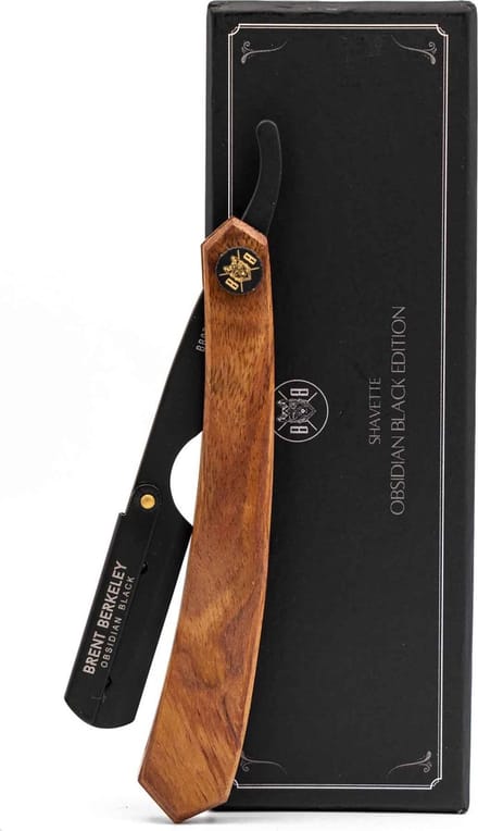 Brent Berkeley® Shavette Obsidian Black - Premium open scheermes - Barbiersmes (Duurzaam)