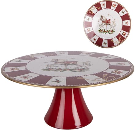 Clayre & Eef Taartplateau op Voet Ø 33x14 cm Rood Kunststof