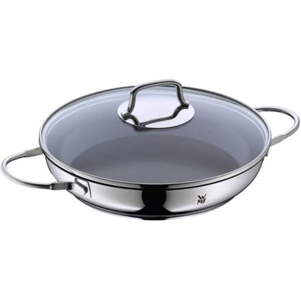 WMF Devil serveerpan 26 cm met glazen deksel, roestvrij staal Cromargan, keramische coating, ovenbestendig