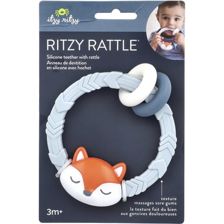 Itzy Ritzy, Hochet Ritzy, hochet de dentition en silicone, 3 mois et plus, renard, 1 pièce white
