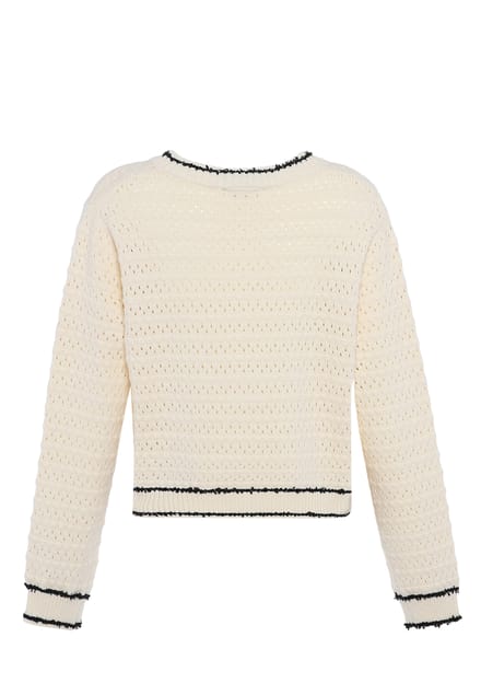 Faina Vest Dames wol wit zwart