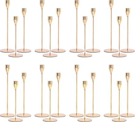 Omgoods - Set van 24 Gouden Kaarsenhouders voor Tafelgebruik