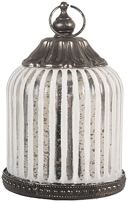 Clayre & Eef LED Lantaarn Ø 8x12 cm Wit Glas