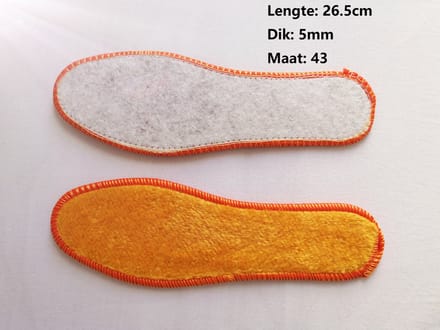Wool Zuivere Wollen Inlegzool - maat 43 (lengte 26.5cm) -Kleur: gouden - dik 5mm