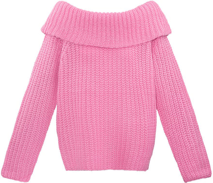 Elegante Off-Shoulder Trui van Gerecycled Polyester - Roze - Maat L/XL
