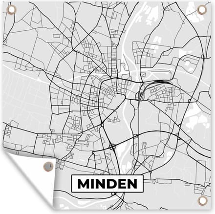 Tuindoek Minden - Kaart - Stadskaart - Duitsland - Plattegrond - 100x100 cm