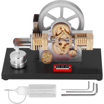 Stirlingmotor Model met LED-licht Voltmeter Horizontaal tegenovergestelde Ruitvormige structuur Tandwielaandrijving gray