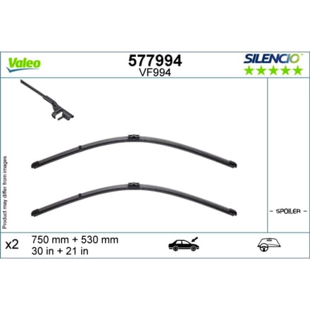 Wisserblad VALEO Silencio 577994, 750/530mm, Voor, 2 Stuk