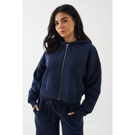 Dames DSGN Studio Sport Training Club Boxy Ritshoodie | Marineblauw | Maat: 3XL