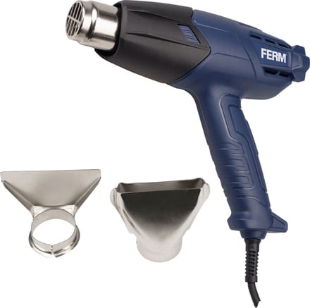 FERM - HAM1019 - Heteluchtpistool - Verfbrander - 2x opzetstuk - 400 tot 600 Graden - 2000 W