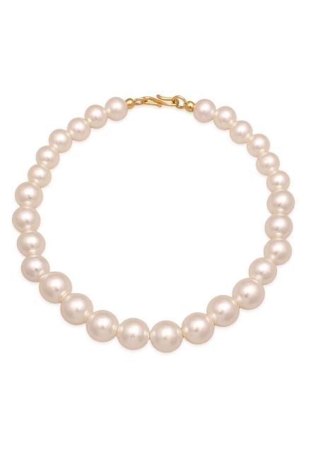 Elli - Halsketting - Dames elegant met synth. parels in 925 sterling zilver verguld - Dames