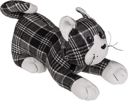 Zware Deurstopper Pluche Kat Zwart Wit Geblokt - 1 KG - Grappige Decoratie
