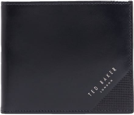 Ted Baker Leren portemonnee Embossed Corner Leather Bifold Coin Wallet Navy donkerblauw