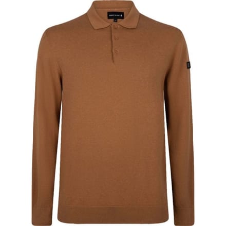 PRESLY & SUN Brad long sleeve knitted polo camel