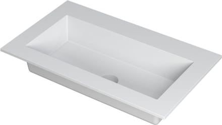 INK® Kraft wastafel polystone enkele bak zonder kraangat 80x45x1cm, mat wit