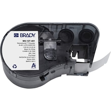 Brady M5-127-481 polyester labels zwart op wit | 26,67 mm x 6,35 mm (origineel)