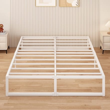 Metalen Bedframe - Platformbed - Stabiele Ondersteuning - Geruisloos Ontwerp - 150x190 cm - Wit