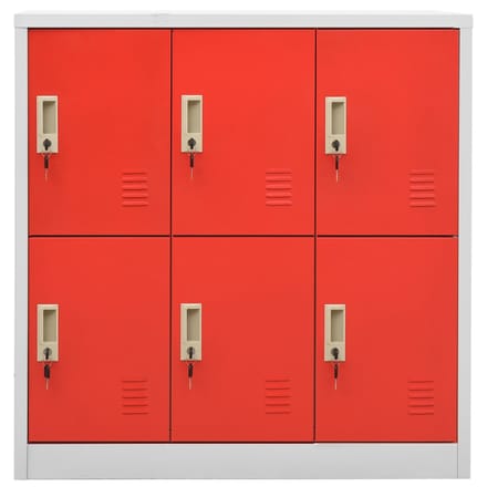 vidaXL - Lockerkasten - 5 - st - 90x45x92,5 - cm - staal - lichtgrijs - en - rood