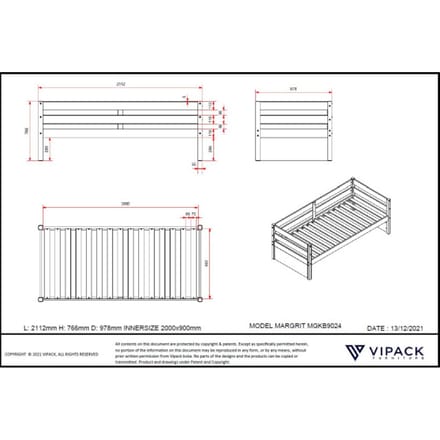 LUCEVI - Margrit Kajuitbed + Rolbed - Wit - 90x200 cm