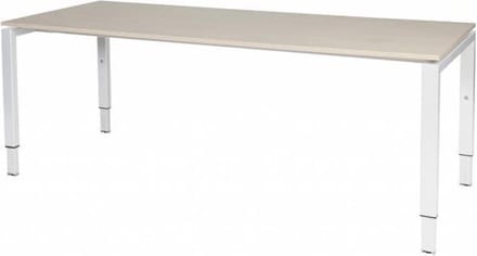 Verstelbaar Bureau - Domino 200x80 Eiken - wit frame