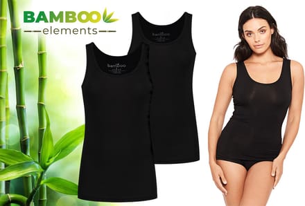 Bamboo Elements - Bamboe Hemden Dames - 2-pack - Zwart - Onderhemd Dames - Hemdjes Dames - Singlet Dames - t Shirt Dames