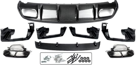 Aerox DiffuserLine - Achterbumper Diffuser Lip - Carbon Look - Voor Mercedes A-Klasse W176 A200/A45 AMG (2013-2018) - Auto Accessoires