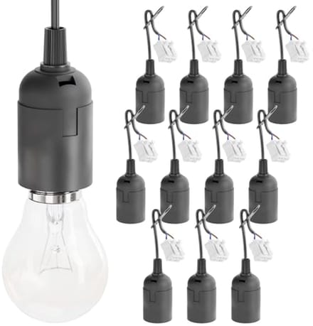 12x E27 Bouwfitting Zwart met Snelkoppeling - Renovatiefitting tot 60W