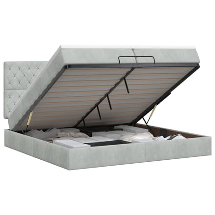 vidaXL - Ottoman - bed - met - matras - Lichtgrijs - 200 - x - 200 - cm - Fluweel