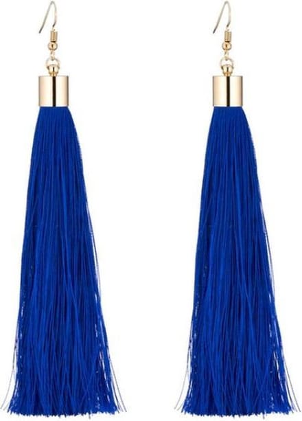Fako Bijoux® - Oorbellen - Kwast XL - Donkerblauw