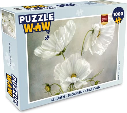 Puzzel Bloemen - Stilleven - Klaproos - Wit - Botanisch - Legpuzzel - Puzzel 1000 stukjes volwassenen
