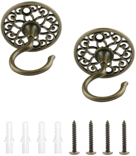 Dailygoods - Set van 2 Stevige Wandmontage Plafondhaken in Brons