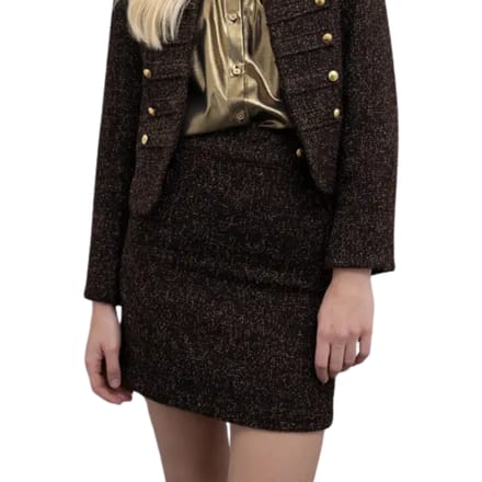 Goa Goa Korte rok in tweed gemengd wol patroon Anarky bruine lurex kleur